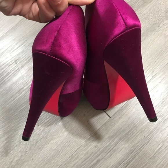 Paris Hilton Fuchsia Bonita Satin Flower Peep Toe Pumps size 7 - Picture 4 of 6